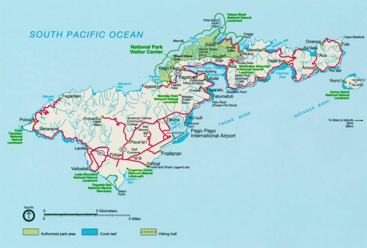 Samoa and American Somoa Map