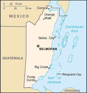 Map of  Belize