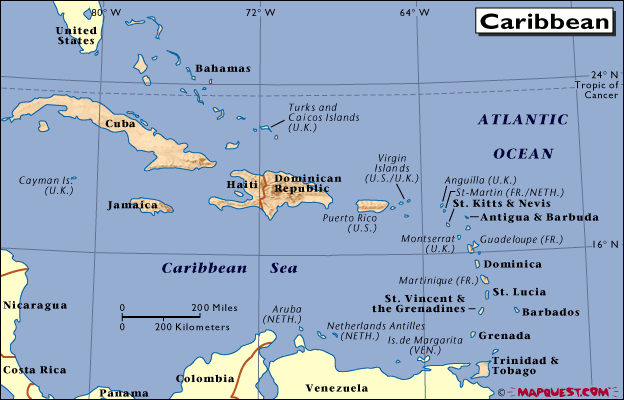 Carribean Surf Trip Destinations Map