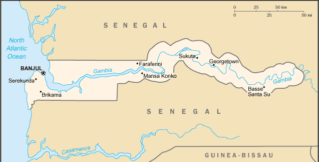 Gambia Surf Trip Destinations Map