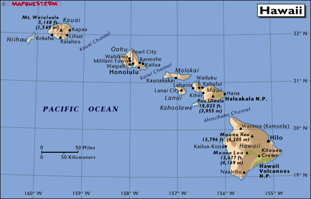Hawaiian Islands Surf Destination Map
