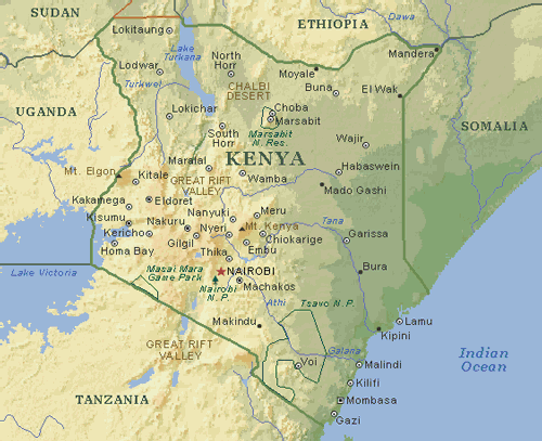 Kenya Surf Trip Destinations Map