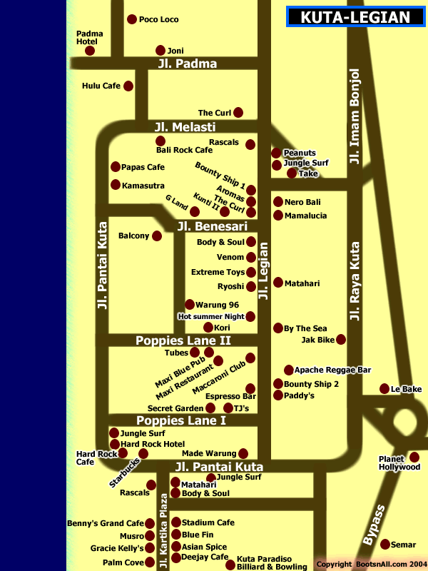 Kuta, Bali Indonesia Map