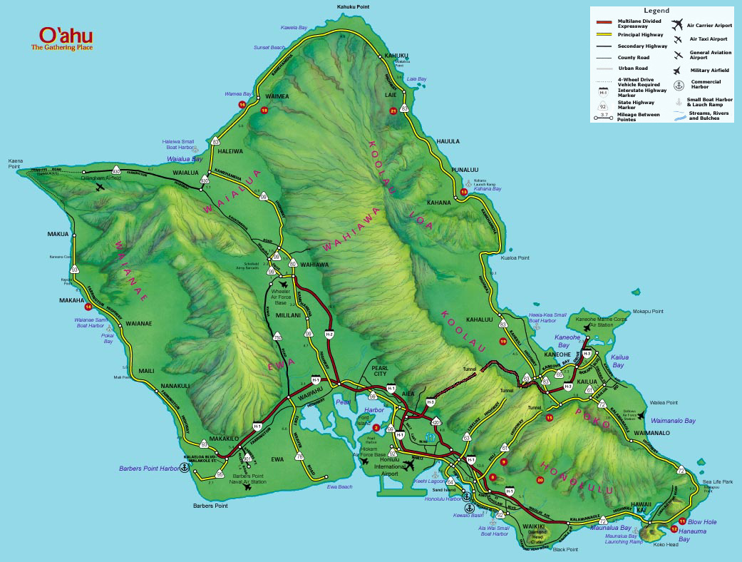 Map Of Oahu