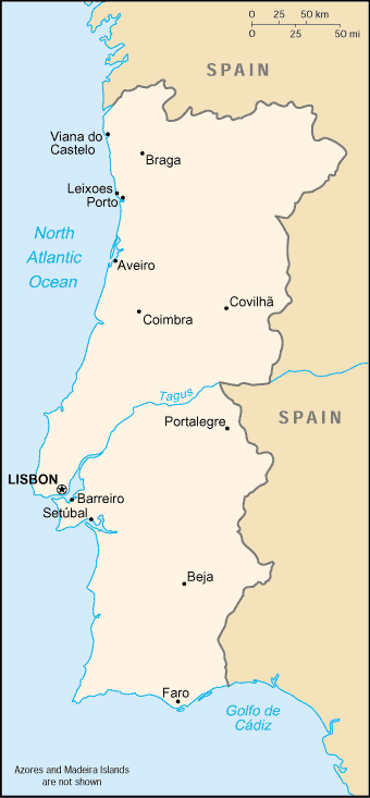 Portugal Surf Travel Map